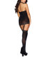 Фото #2 товара Women's Sheer Halter Garter Lingerie Dress with Attached Thigh High Stockings