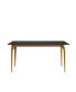 Фото #8 товара 63" Modern Artificial Stone Black Straight Edge Golden Metal Leg Dining Table -6 People