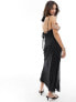 Фото #3 товара Bershka cowl neck tie back maxi dress in black polka dot