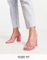 RAID Wide Fit Libra block heeled sandals in hot pink lizard