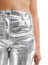 Фото #7 товара River Island metallic straight leg trouser in silver