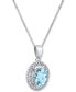 Фото #2 товара Aquamarine (1-1/10 ct. t.w.) & Diamond (1/3 ct. t.w.) Baguette Halo 18" Pendant Necklace in 14k White Gold