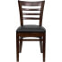 Hercules Series Ladder Back Walnut Wood Restaurant Chair - Black Vinyl Seat