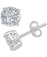 ფოტო #2 პროდუქტის Diamond Cluster Stud Earrings (1 ct. t.w.) in 14k White Gold