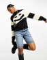 Monki knitted sweater with volume sleeves in glitter mono stripe yarn