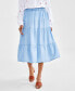 ფოტო #3 პროდუქტის Petite Chambray Tiered Midi Skirt, Created for Macy's