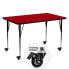 Фото #1 товара Mobile 30''W X 60''L Rectangular Red Thermal Laminate Activity Table - Standard Height Adjustable Legs
