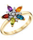 ფოტო #1 პროდუქტის Multi-Gemstone (7/8 ct. t.w.) & Diamond (1/6 ct. t.w.) Flower Ring in 10k Gold