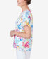 ფოტო #4 პროდუქტის Petite Floral Leaf Side Tie Short Sleeve Tee