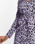 Monki midi dress in purple animal print