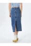 Фото #24 товара Миди джинсовая юбка с разрезом сзади Koton 4WAL70015MD темно-индиго