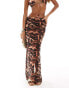 South Beach abstract print mesh maxi beach skirt in multi