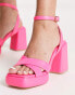 Фото #3 товара Rule London Exclusive Henley cross strap platform sandals in pink