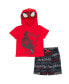 ფოტო #1 პროდუქტის Boys Spider-Man Cosplay T-Shirt and Mesh Shorts Outfit Set to