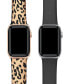 Фото #2 товара Men's and Women's Rose Gold Tone Cheetah and Black Glitter 2 Piece Silicone Band for Apple Watch 38mm