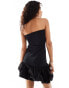 Фото #2 товара COLLUSION bandeau puffball mini dress in black