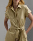 Women's Belted Stretch-Cotton Blend Shirtdress