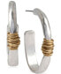 ფოტო #1 პროდუქტის Medium Two-Tone Wire-Wrapped Oval Hoop Earrings