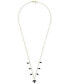 ფოტო #3 პროდუქტის Onyx Marquise Station 17" Collar Necklace in 14k Gold-Plated Sterling Silver