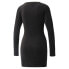 Puma Iconic T7 Fitted Long Sleeve T-Shirt Dress Womens Black Casual 533302-01