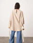 ASOS EDITION jersey oversized slouchy top with contrast tie detail in mocha