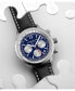 Men's Monaco Black Leather, Blue Dial, 47mm Round Watch