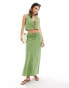 Фото #2 товара Mango linen mix tie front co-ord waistcoat in light green