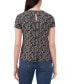 Women's Floral Keyhole Back Short Sleeve Top