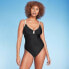 Фото #3 товара Women's Crepe U-Wire One Piece Swimsuit - Shade & Shore Black XS