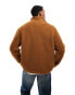 Фото #2 товара Tommy Hilfiger Textured Teddy Fleece Zip-Thru Sweatshirt in Brown Red