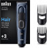 Braun HC5350 Men's Hair Clipper, Hair Cutting at Home, 17 Length Settings, 2 Comb Attachments, 50 Minutes NiMH Battery Life
