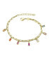 14k Gold Plated with Rainbow Multi-Color Cubic Zirconia Adjustable Birthstone Charm Bracelet