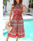 Фото #2 товара Women's Geo Print Halterneck Belted Maxi Beach Dress