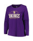 Фото #2 товара Women's Purple Minnesota Vikings Plus Size Foiled Play Long Sleeve T-shirt