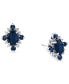 ფოტო #1 პროდუქტის Sapphire (1-5/8 ct. t.w.) & Diamond (1/8 ct. t.w.) Oval Halo Stud Earrings in 10k White Gold