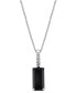 ფოტო #1 პროდუქტის Onyx Emerald-Cut & Diamond Accent 18" Pendant Necklace in Sterling Silver