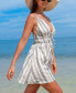 Фото #3 товара Women's Striped Waist Cutout & Tie Mini Beach Dress