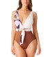 Фото #1 товара Sanctuary 300249 Women's Nuveau Tie-Front Plunge One Piece Swimsuit sz M