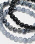 ASOS DESIGN 3 pack beaded bracelet set in monochrome tones