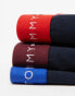 Tommy Hilfiger Signature Essential 3 pack trunk in black with burgundy/red/blue waistbands