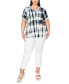 Plus Size Tie Dye V-Neck Dolman Roll Sleeve Top