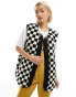 Фото #1 товара Vans mason reversible borg checkerboard vest jacket in black