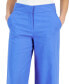 ფოტო #2 პროდუქტის Women's Solid Wide-Leg Mid-Rise Linen Pants