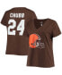 Фото #2 товара Women's Nick Chubb Brown Cleveland Browns Name and Number V-Neck T-shirt