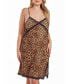Фото #1 товара Chiya Plus Size Leopard Chemise with Lace Trim and Front Lace Slit
