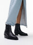 Фото #1 товара Topshop Wide Fit Lena leather western ankle boot in black