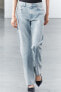 Zw collection wide-leg high-waist jeans with rhinestones