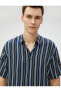 Фото #2 товара Рубашка мужская Koton Respect Life - Короткий рукав - Классический воротник - Кнопочная - Экологичная ткань