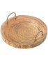 Wood Round Serving Platter Board with Rope Handles