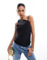 Фото #1 товара ASOS DESIGN slinky ruched shoulder strap top in black